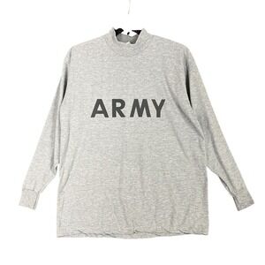 Vintage Army Mens L Gray PFU Physical Fitness Uniform Long Sleeve Military Shirt